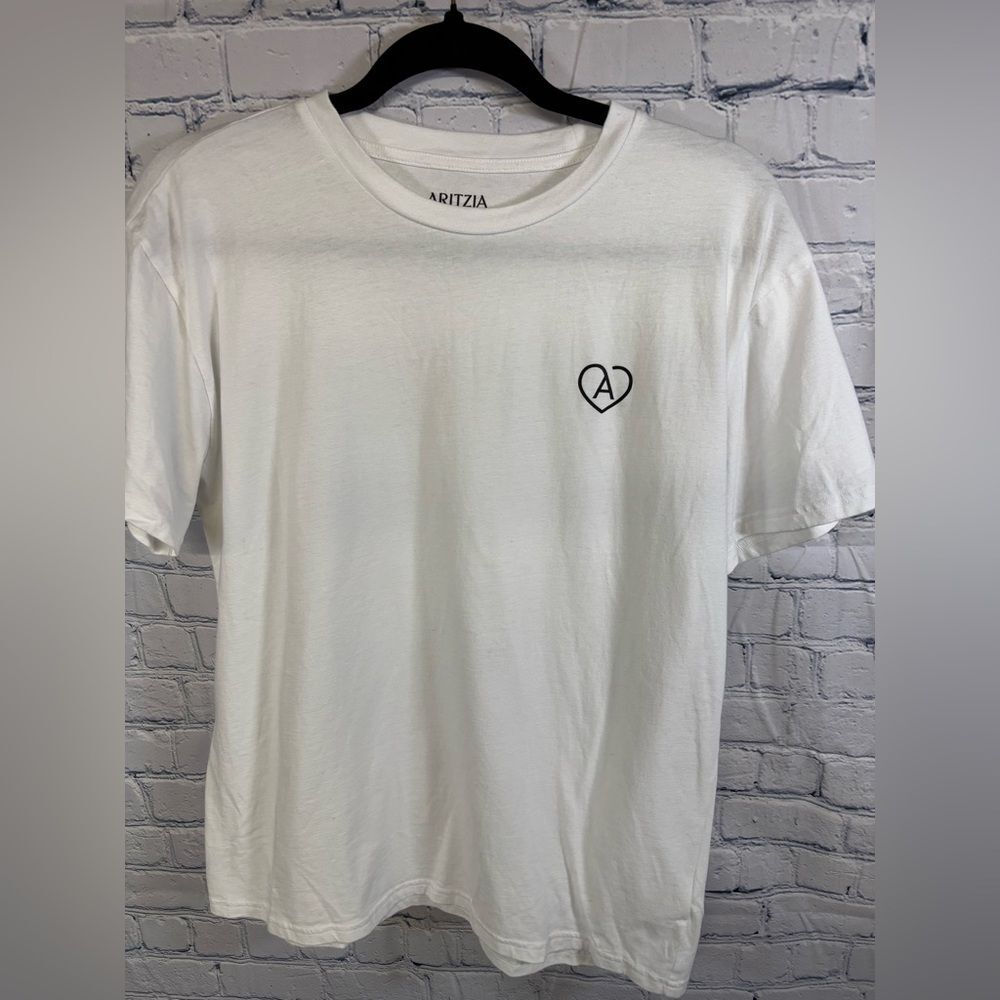 ARITZIA White Heart Motif Thank You Classic Crewneck Cotton T-Shirt Size Small